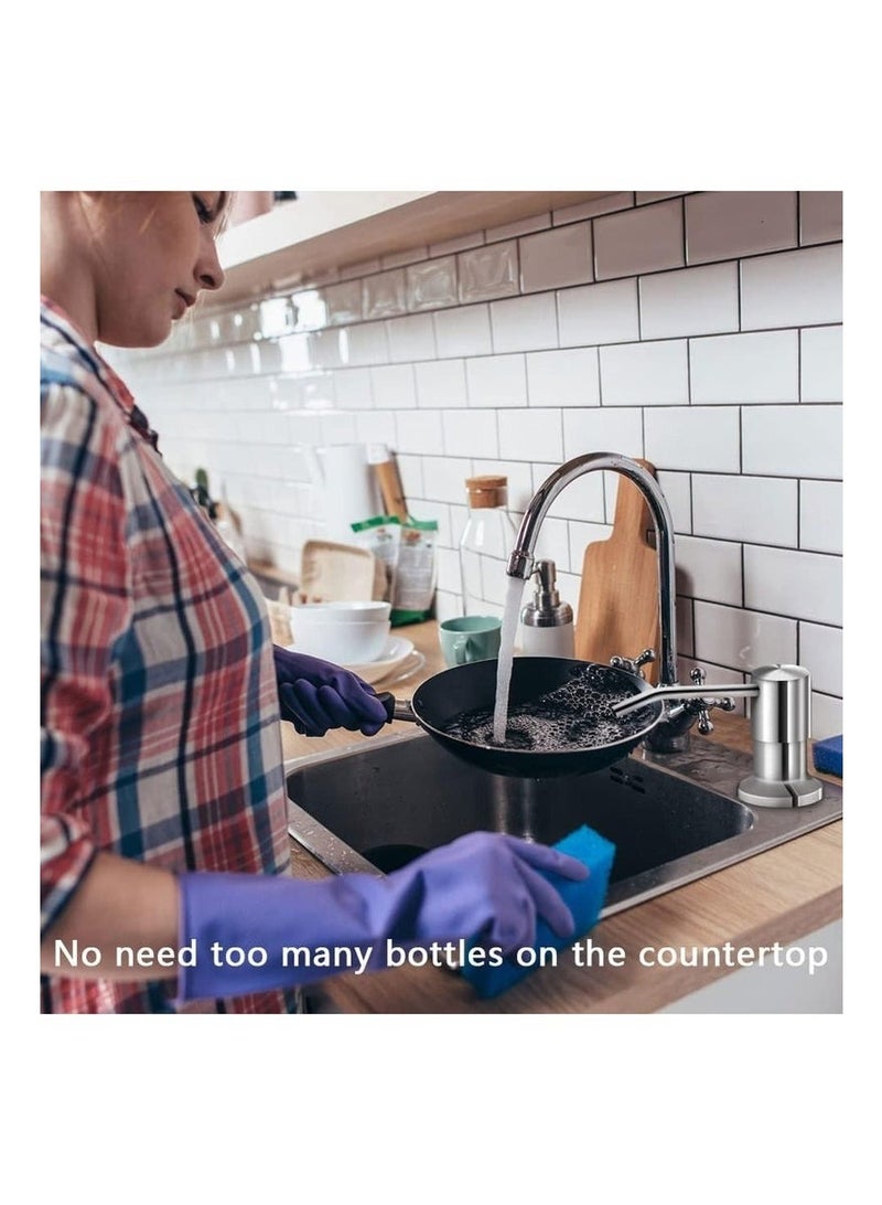 هابي هوم موزع صابون للمطبخ مع أنبوب تمديد – موزع صابون سائل للحنفية والرخامة، مضخة يدوية قوية للتنظيف السريع، مناسب لغسيل الأطباق، موزع صابون للحوض مع خزان سفلي، سهل التعبئة والاستخدام – مناسب للمطابخ والحمامات - Image 5