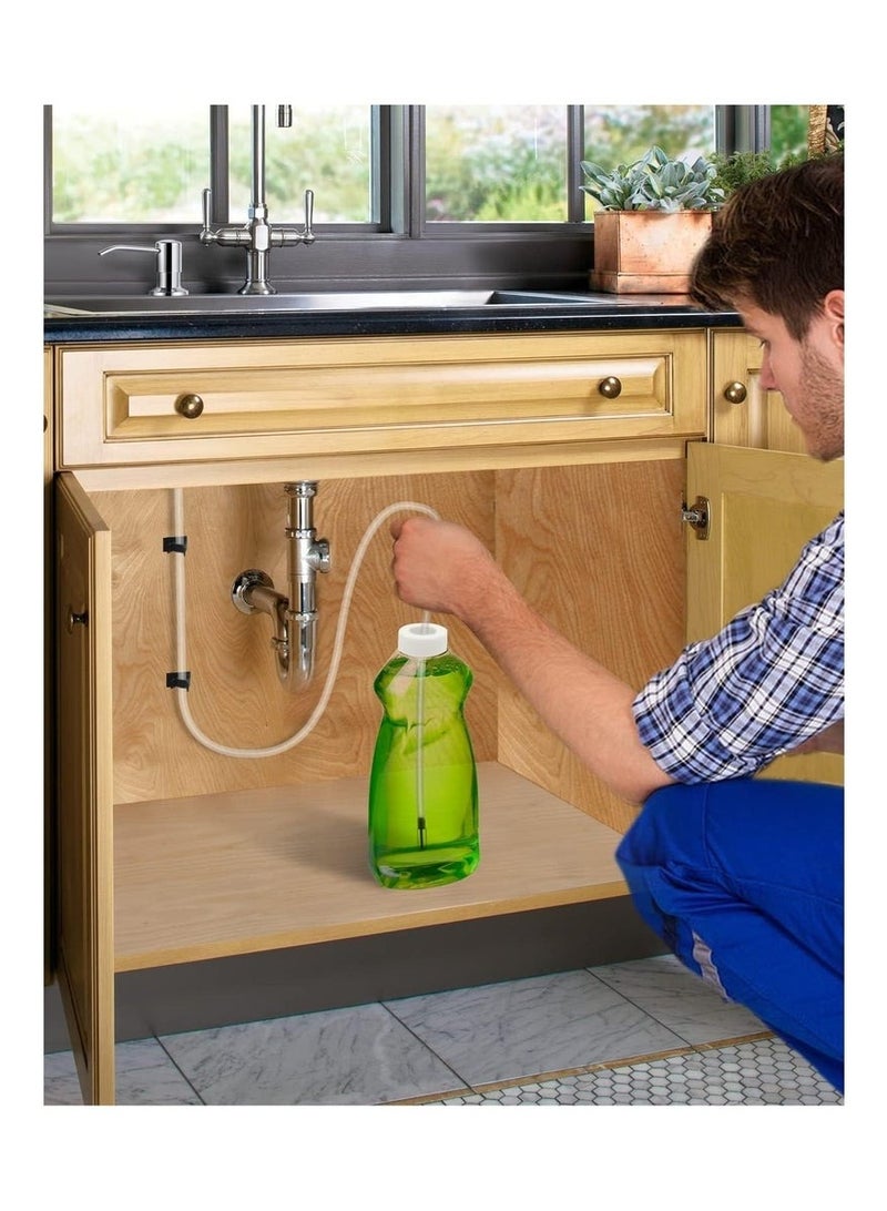 هابي هوم موزع صابون للمطبخ مع أنبوب تمديد – موزع صابون سائل للحنفية والرخامة، مضخة يدوية قوية للتنظيف السريع، مناسب لغسيل الأطباق، موزع صابون للحوض مع خزان سفلي، سهل التعبئة والاستخدام – مناسب للمطابخ والحمامات - Image 4