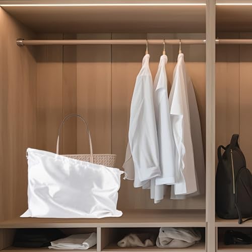 Klmnop 8 Pack Dust Bags for Handbags, Silk Dust Bag for Handbags Purses Shoes Cloth, Large & Middle Drawstring Bag with Hang Tags for Daily Travel Storage(White, 4Pcs 24×20 inch, 4Pcs 20×16 inch) - Image 5