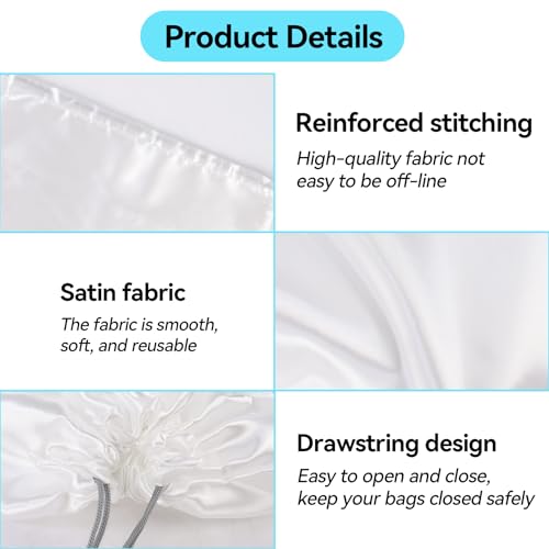 Klmnop 8 Pack Dust Bags for Handbags, Silk Dust Bag for Handbags Purses Shoes Cloth, Large & Middle Drawstring Bag with Hang Tags for Daily Travel Storage(White, 4Pcs 24×20 inch, 4Pcs 20×16 inch) - Image 3