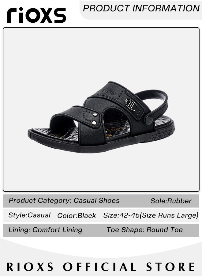 RIOXS Men's Casual Open Toe Faux Leather Sandals Summer Non-Slip Beach Sandal Sneakers Walking Outdoor Flat Sandals  - Image 3