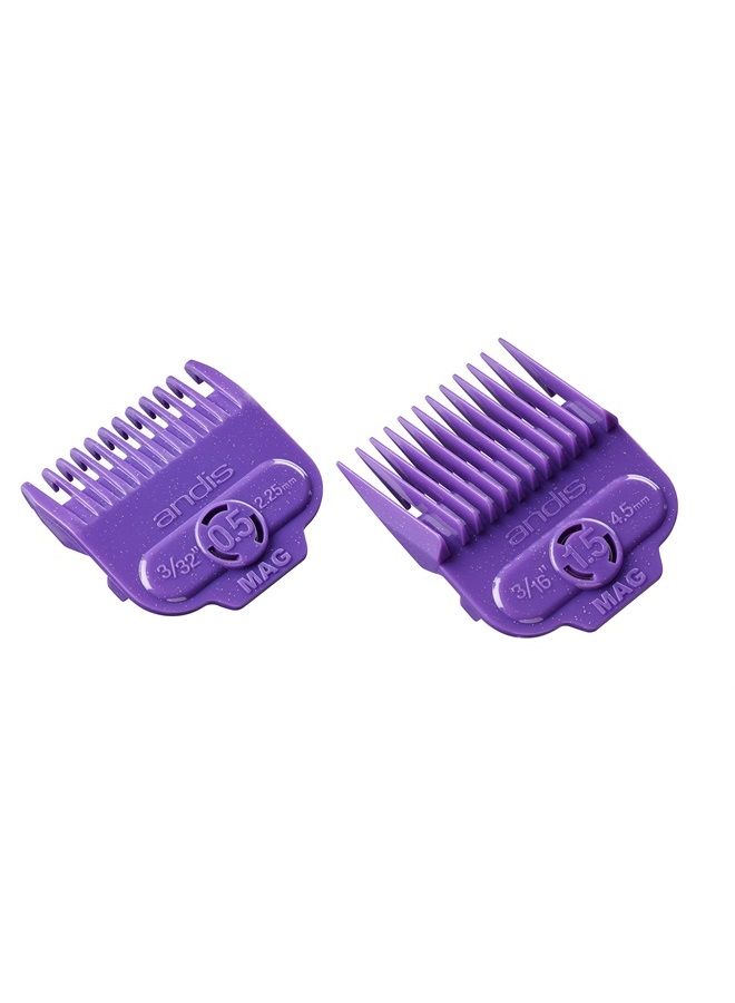 Andis 66560 Magnetic Comb Set - Dual Pack 0.5 & 1.5 - High-Quality Material with Long-Lasting Performance - Provides Safe & Accurate Clipper Cutting – 2 Count – Violet - Image 2