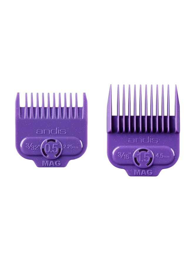 Andis 66560 Magnetic Comb Set - Dual Pack 0.5 & 1.5 - High-Quality Material with Long-Lasting Performance - Provides Safe & Accurate Clipper Cutting – 2 Count – Violet - Image 1
