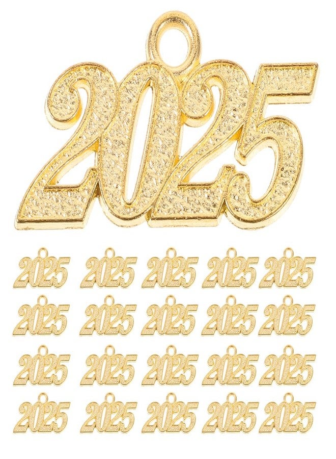 Garneck 100pcs 2025 Year Charms Gold 2025 Graduation Tassel Charms Mini Jewelry Making Craft Alloy Year Pendants for Graduation Cap Tassel Jewelry Making Bracelets Necklaces Earrings Cap Decorations - Image 1