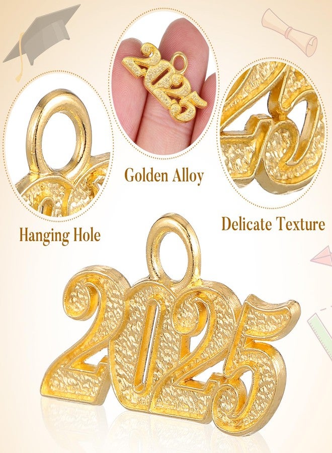 Garneck 100pcs 2025 Year Charms Gold 2025 Graduation Tassel Charms Mini Jewelry Making Craft Alloy Year Pendants for Graduation Cap Tassel Jewelry Making Bracelets Necklaces Earrings Cap Decorations - Image 5