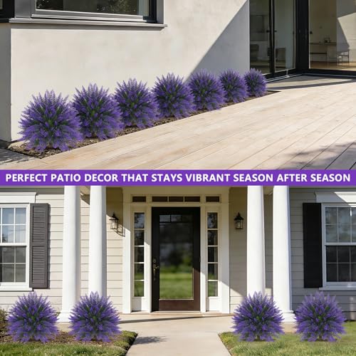 Grooy Artificial Lavender Topiary Ball, Set of 2 Artificial Boxwood Shrub Bushes with Ground Spike, Fake Evergreen Tree for Porch, Artificial Plants for Outdoor Planters Indoor UV Resistant - Image 5