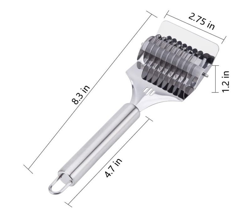 faas 1pc Manual Stainless Steel Noodle Roller Cutter, Spaghetti Maker Noodle Lattice Roller Lattice Dough Cutter Mincer for Homemade Pasta, Ravioli, Lasagna & Baking - Image 5