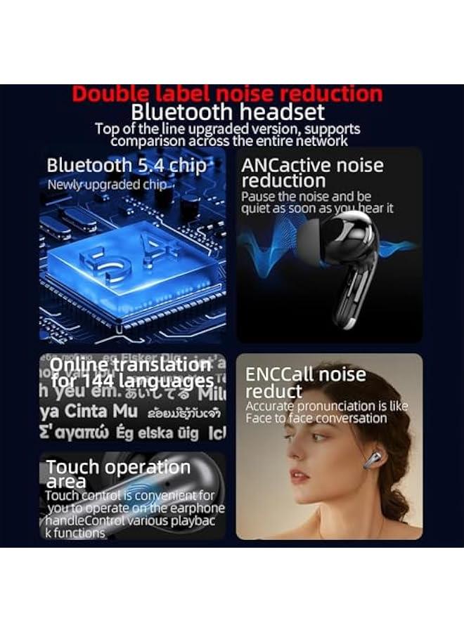 Translation Earbuds Real Time, 3 in 1 Language Translator Earbuds in Real Time 144 Languages & Accents, Translation Headphones Wireless Bluetooth, Ai Translating Earbuds Headphones APP Black  - Image 2