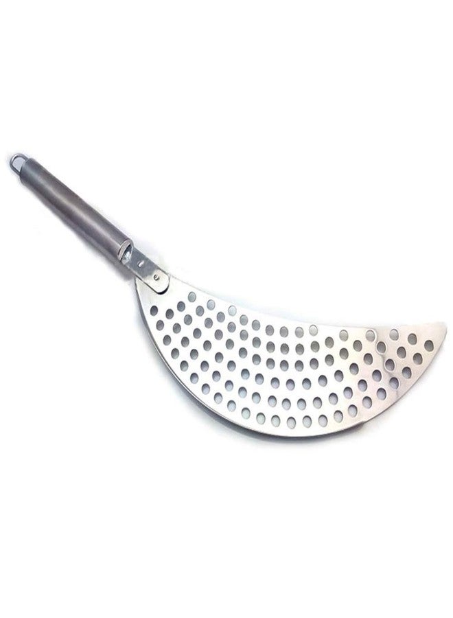 Mrisata Pan Strainer, Stainless Steel Strainer Pot with Handle, Half Moon Pot Strainer for Kitchen pots, Multi Purpose Food Drain, Stainless steel kitchen filter, Pot Strainer - Image 1