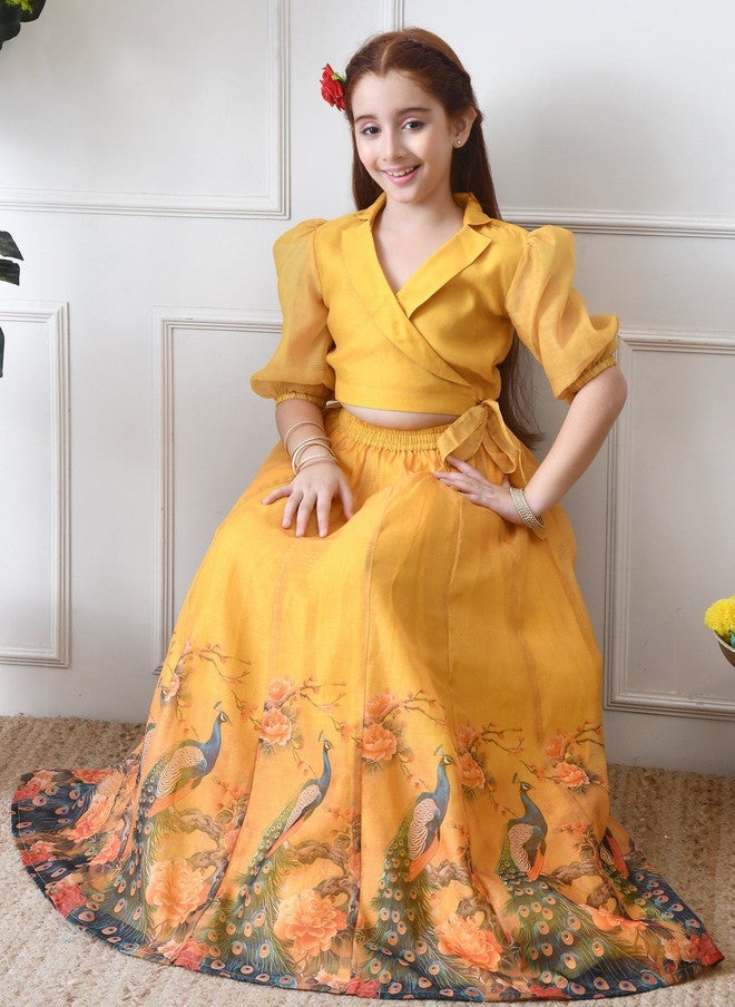 Indi-Loom Couture Girls Printed Ready to Wear Lehenga & Blouse - Image 2