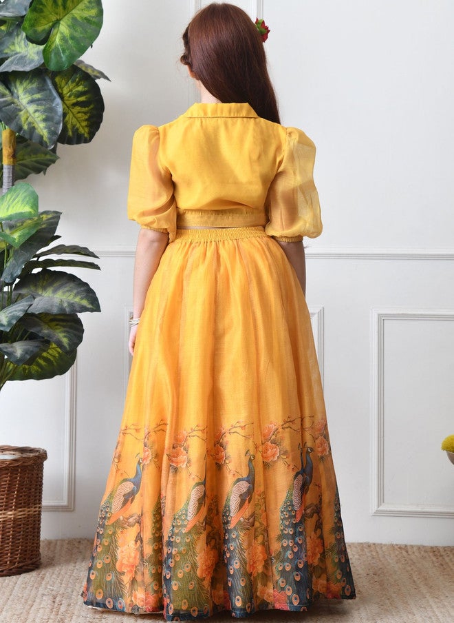 Indi-Loom Couture Girls Printed Ready to Wear Lehenga & Blouse - Image 4