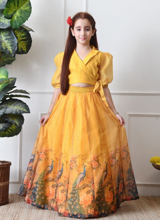 Indi-Loom Couture Girls Printed Ready to Wear Lehenga & Blouse - Image 1
