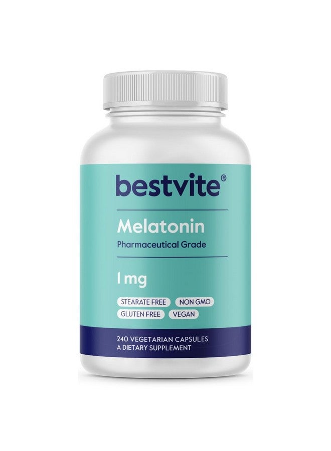 BESTVITE BESTVITE Melatonin 1 mg (240 Vegetarian Capsules) - No Stearates - No Sucralose, No Dextrose, No Silicon Dioxide, No Mannitol - Vegan - Non-GMO - Gluten-Free - Image 1