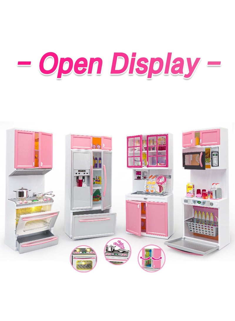 موفانت ألعاب مطبخ للأطفال الصغار، مجموعة ألعاب مطبخ تظاهرية مع أضواء وأصوات، لعبة تفاعلية تعليمية للأطفال، وردي/رمادي - Image 2