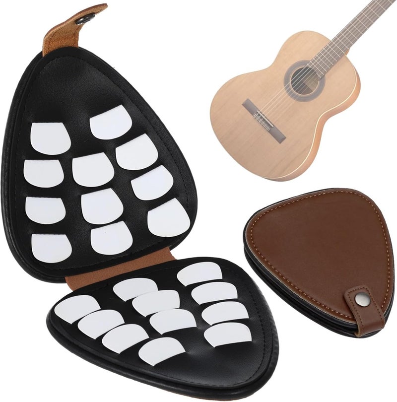 22-Piece Guitar Pick Set With Leather Holder,Celluloid Plectrums For Guitar & Bass - Image 1