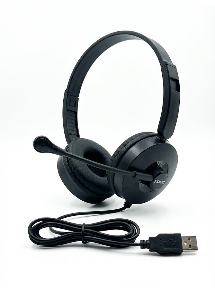 كومك سماعة رأس KOMC H10 USB بميكروفون عزل ضوضاء ENC للعمل والتعلم أونلاين - Image 1