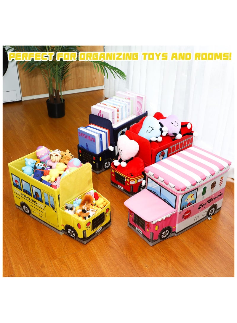 MIXDE Toys Organizer 4 Pcs Kid Toy Box Chest with Lid Collapsible Toy Storage Organizer Large Storage Box Toy Bin Storage Basket Container for Girls Boys Baby Toddler Nursery Room Bedroom Playroom  - Image 4
