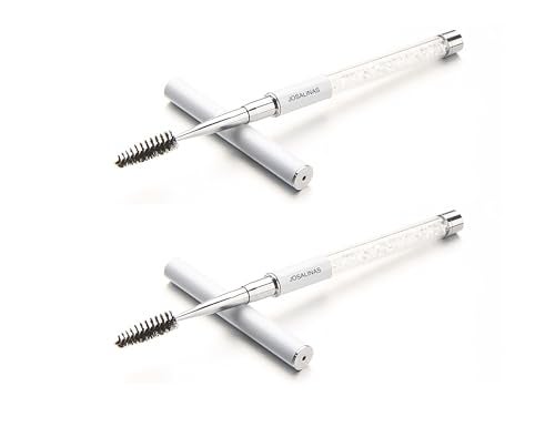 JOSALINAS JOSALINAS 2PCS Mascara Brushes Eyebrow Eyelash Brushes Mascara Wands Spooly Applicators Eye Brushes Portable Cosmetic Brushes with Cap Spoolies Brushes for Eyelash Extensions and Eyebrows White