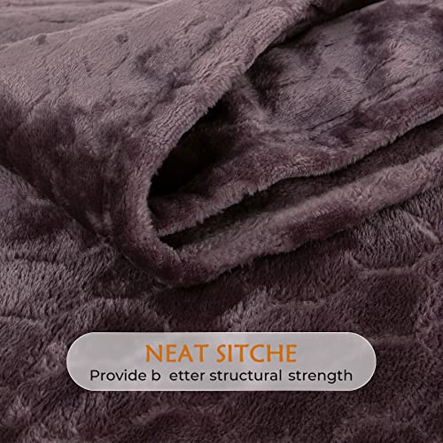 TOONOW Fleece Blanket Textured Fuzzy Plush Throw Blanket Twin Size 60" x 80", Super Soft Fluffy Bed Blanket Geometric Pattern Comfy Microfiber Flannel Blankets for Couch, Bed, Sofa, Purple - Image 5