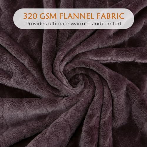 TOONOW Fleece Blanket Textured Fuzzy Plush Throw Blanket Twin Size 60" x 80", Super Soft Fluffy Bed Blanket Geometric Pattern Comfy Microfiber Flannel Blankets for Couch, Bed, Sofa, Purple - Image 4