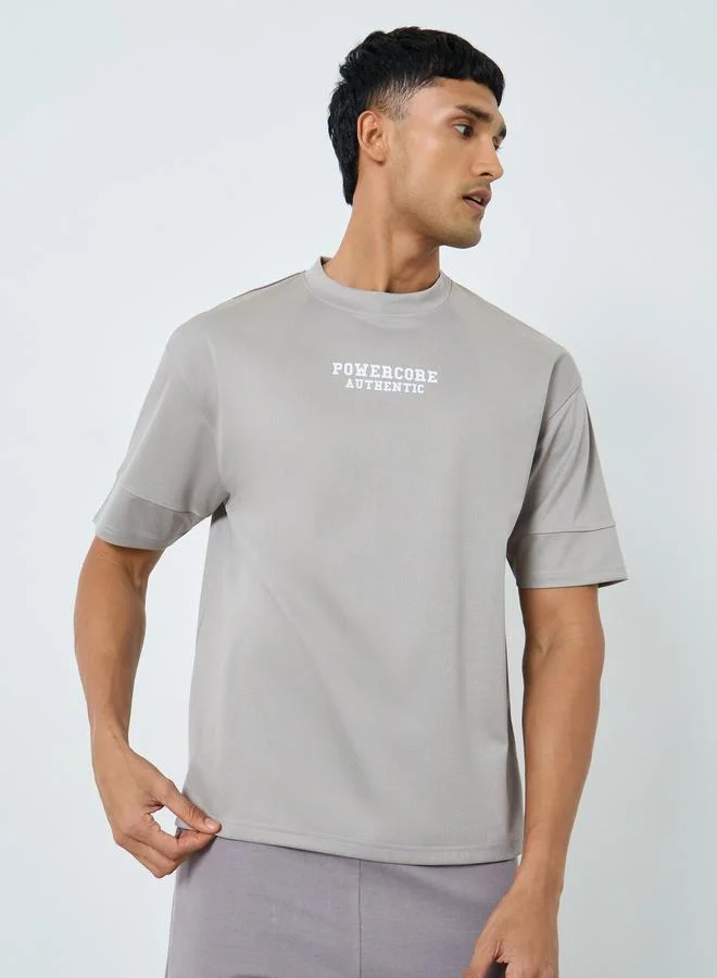 Styli Grey Oversized Slogan Print T-Shirt