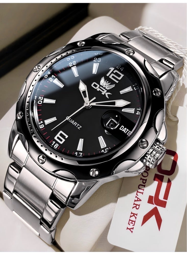 OPK Watch for Men Stainless Steel Waterproof Luminous Date Analog Quartz Wrist Watch Business Fashion Casual Men Watches - Image 1