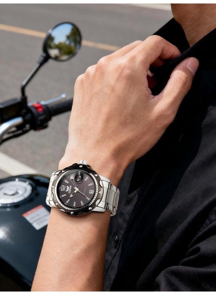 OPK Watch for Men Stainless Steel Waterproof Luminous Date Analog Quartz Wrist Watch Business Fashion Casual Men Watches - Image 2