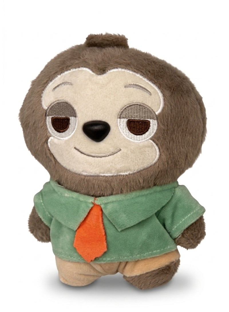 A plush toy of the sloth character "Flash" from the Disney movie "Zootopia"