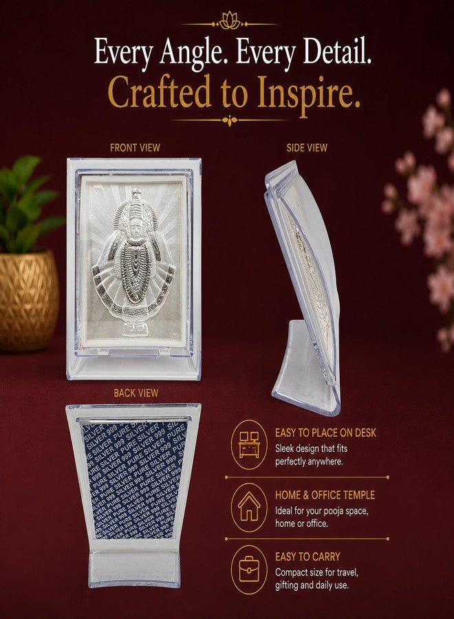 ARTSMINE 999 Pure Silver Ambabai Mahalakshmi Acrylic Frame | Kolhapur Mahalaxmi Frame | Size 11 * 9 CM | with Purity Certificate | Perfect for Pooja & Home Mandir | Ideal Diwali Gifting | Gift Bag - Image 5