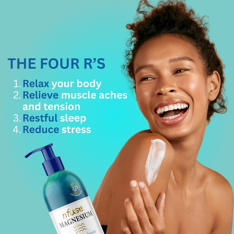 nfuse Natural Magnesium Lotion | Mg++ Delivery Technology | Pure Magnesium Chloride U.S.P. | Fragrance Free - Unscented: Calm + Replenish - 8 oz - Image 5