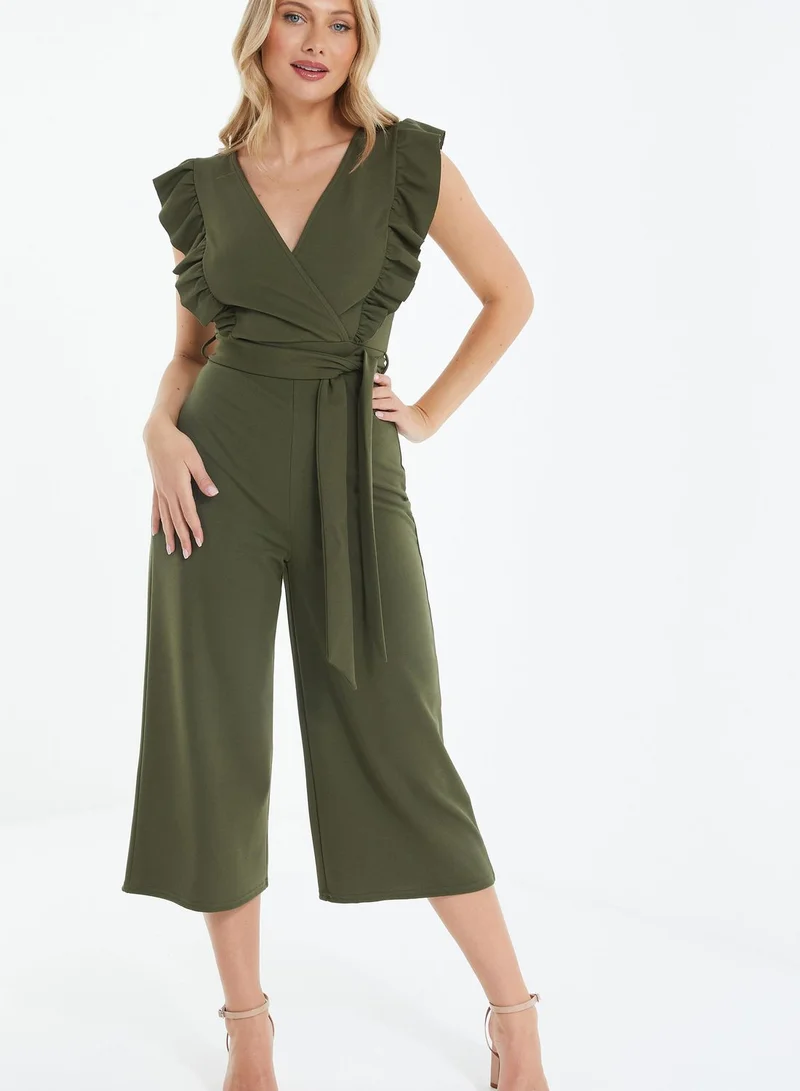 QUIZ Surplice Neck Tie Waist Jumpsuit