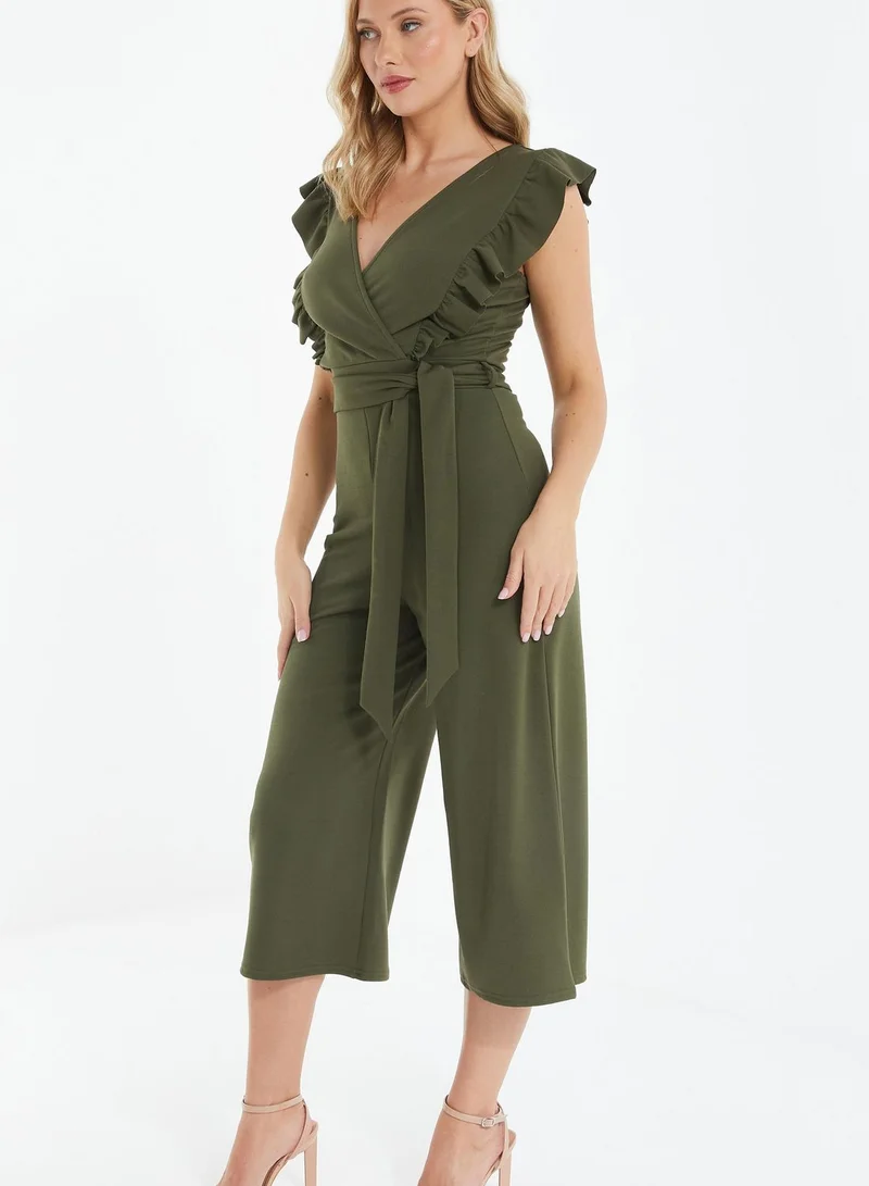 QUIZ Surplice Neck Tie Waist Jumpsuit