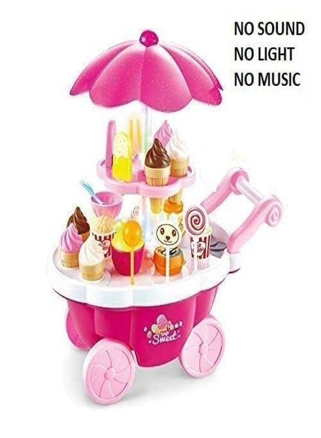 BIG FOLK BIGFOLK® Fun Express Ice Cream Toy | 39-Piece Cart Play Set for Kids Pretend Play Food - Educational Ice-Cream Trolley Truck Great Gift for Girls and Boys Ages 3-12 Years Old Pink - Image 2