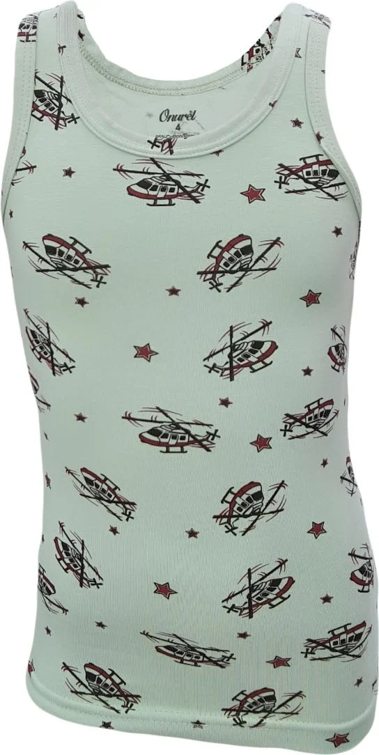 اونوريل Boys 5-Pack Mixed Color Airplane Printed Lycra Undershirt