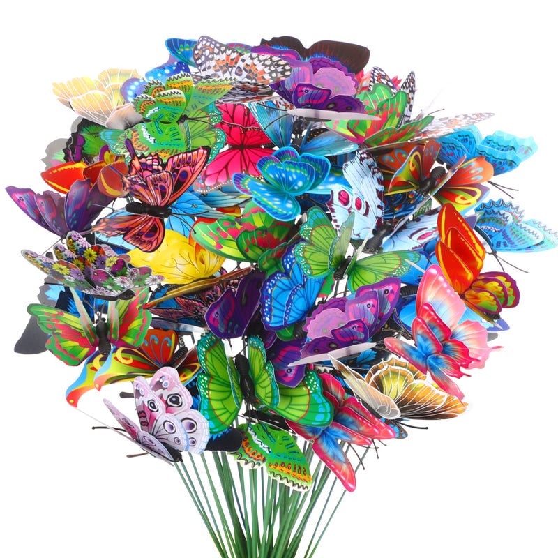 Augshy 75 Pcs Butterfly Garden Stakes Party Decorations with Butterfly Designs for Garden Decor - Image 2