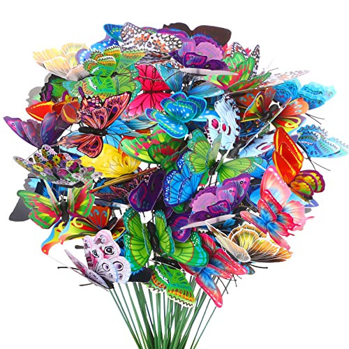 Augshy 75 Pcs Butterfly Garden Stakes Party Decorations with Butterfly Designs for Garden Decor - Image 1