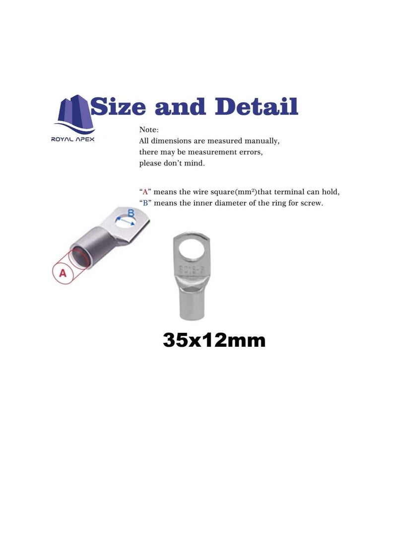 عروات الكابلات النحاسية 10 قطع من محطات الأسلاك ، عروات كبل الموصل ، محطات البطارية SC للبطارية ، للتطبيقات البحرية ، والطاقة الشمسية ، والسيارات ، والكهرباء ، والتطبيقات المنزلية ، إلخ (حجم الفتحة 12 - Image 2