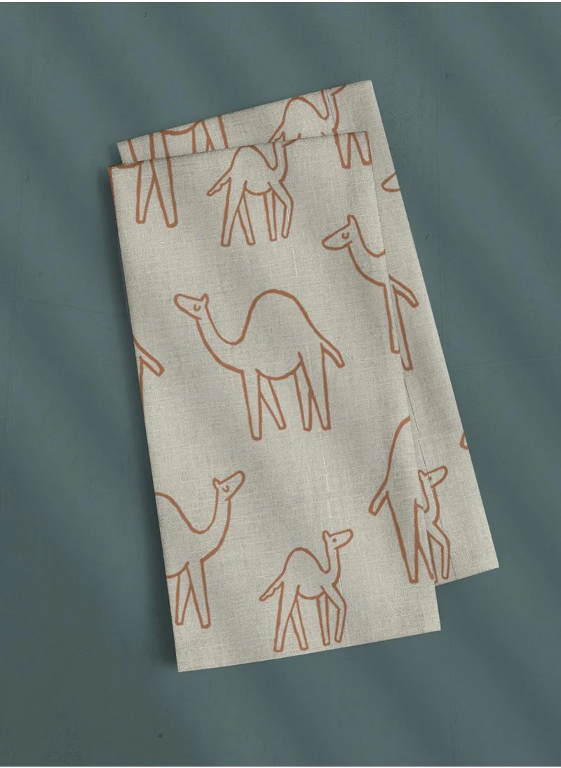 Little Majlis Linen tea towel, camel caravan