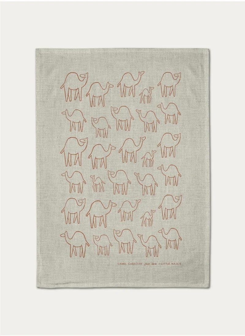 Little Majlis Linen tea towel, camel caravan