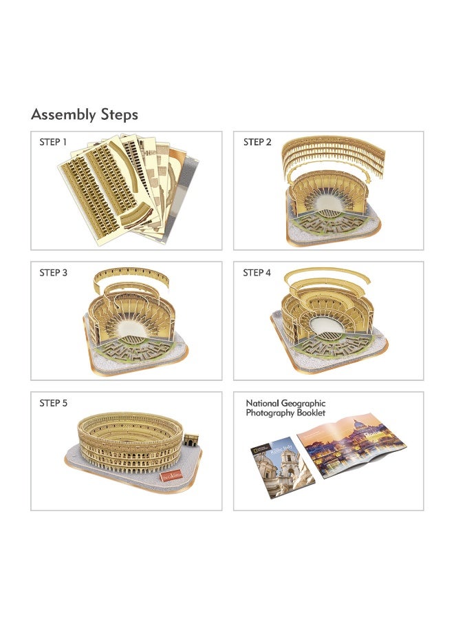CubicFun National Geographic Colosseum 3D Model Puzzle Kits Toy with Booklet, 131 pieces (DS0976h) - Image 5