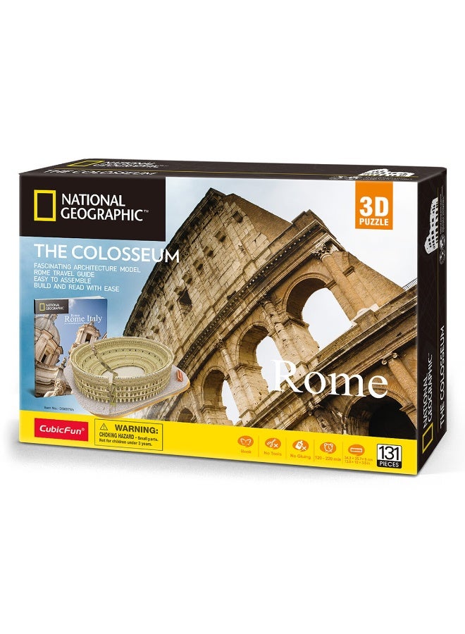 CubicFun National Geographic Colosseum 3D Model Puzzle Kits Toy with Booklet, 131 pieces (DS0976h) - Image 1