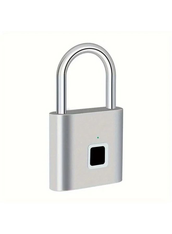 Advanced Biometric Smart Padlock Fingerprint Recognition USB Rechargeable Zinc Alloy Silvery - Image 1