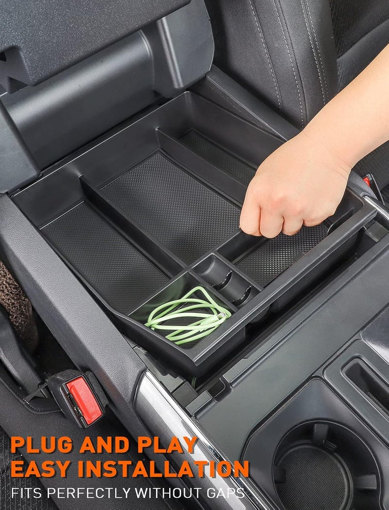 Savadicar Center Console Storage Tray with Rubber Pad for 2021-2022 Ford F150 - Six Grids Layered Organizer - Image 4