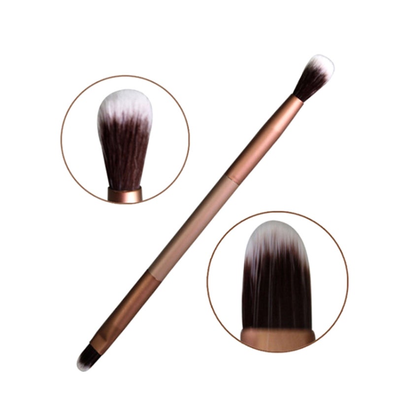 Professional Double-head Makeup Brush Eye Shadow Brush Foundation Powder Brushes with Metal Handle - Image 4