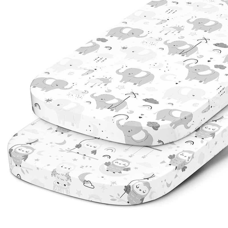 Bedside Sleeper Bassinet Sheets for 32 x 19 Inch Mattress Pad  Compatible with Ronbei Pamobabe Lucky Dove Nordmiex Bassinet  100 Jersey Cotton  2 Pack