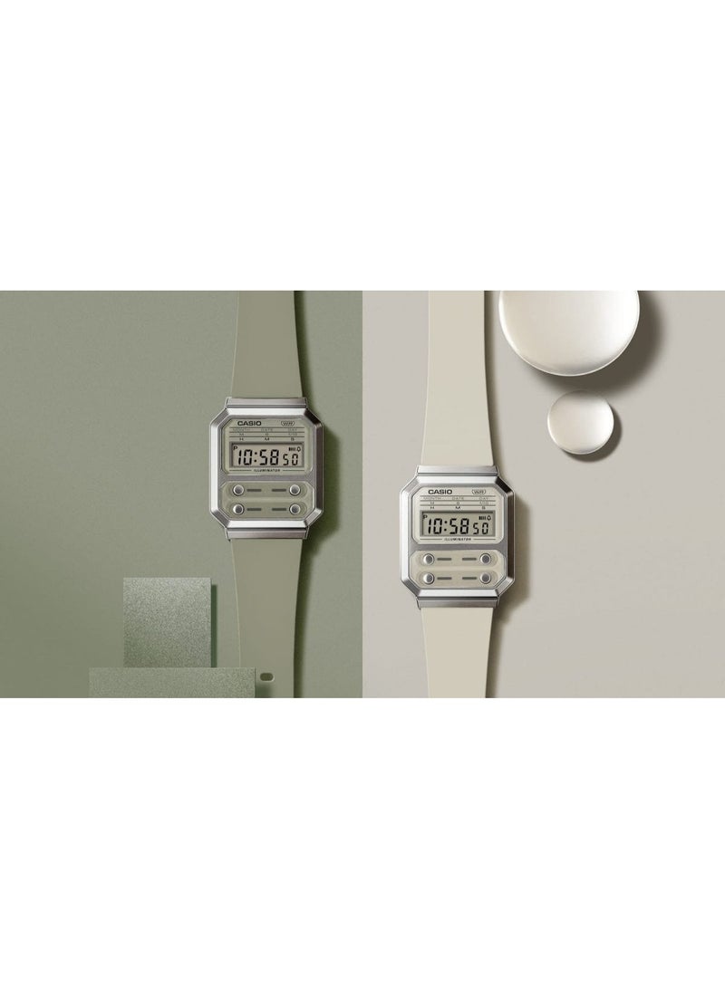 Casio Unisex Watch Vintage Digital Clear Dial Resin Band A100WEF-8ADF - Image 5