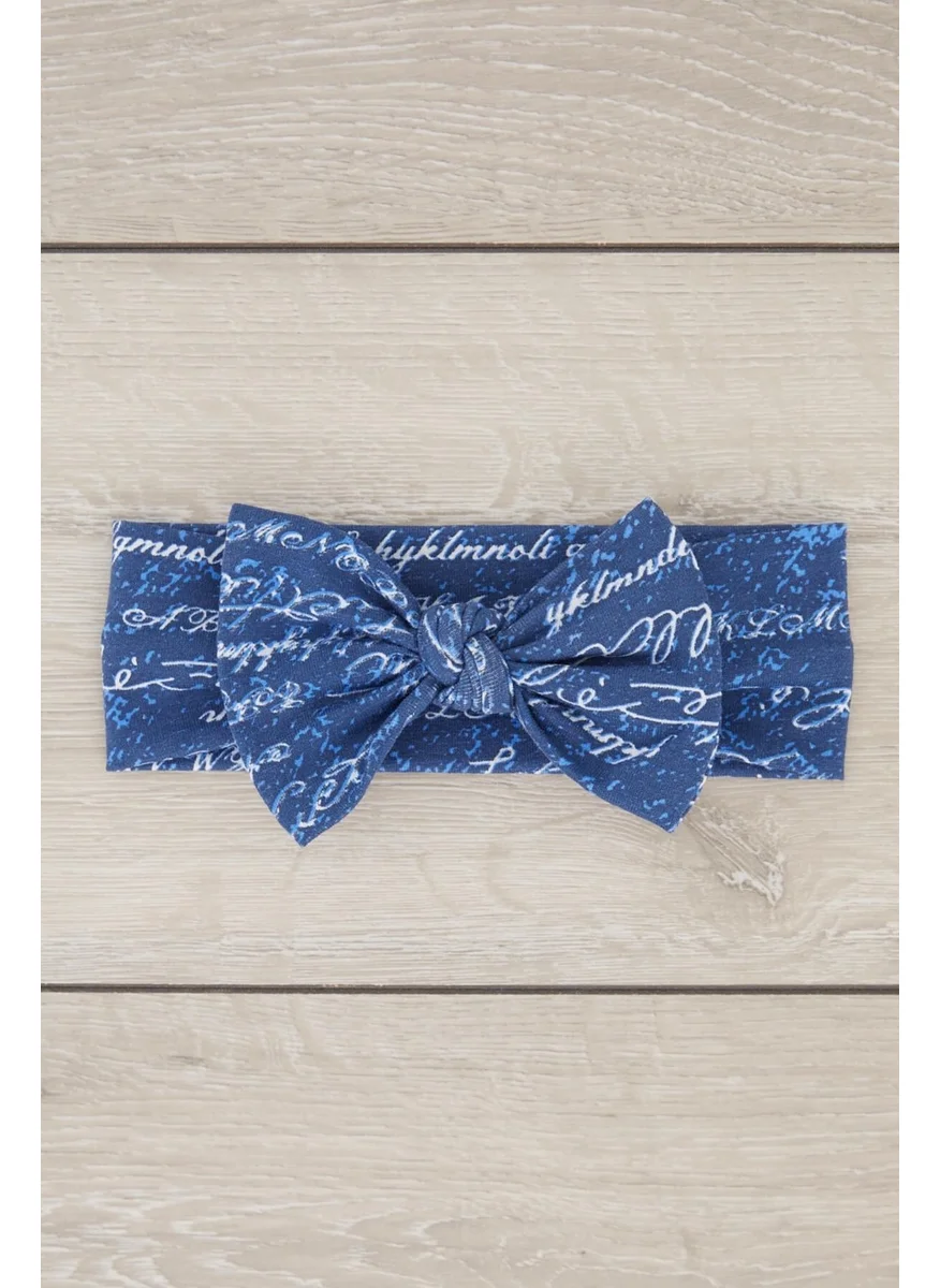 Babygiz Blue Patterned Handmade Soft Bow Tied Natural Cotton Combed Cotton Baby Kids Girls Bandana Legendary Series