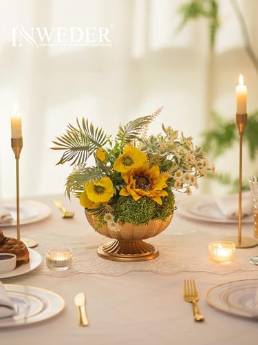 Inweder Gold Vase Centerpieces for Table Gold Flower Vase for Wedding Centerpieces 2 Packs Mini Sized Flower Stand Arrangement Bulk for Party Event Engagement Celebration - Image 3