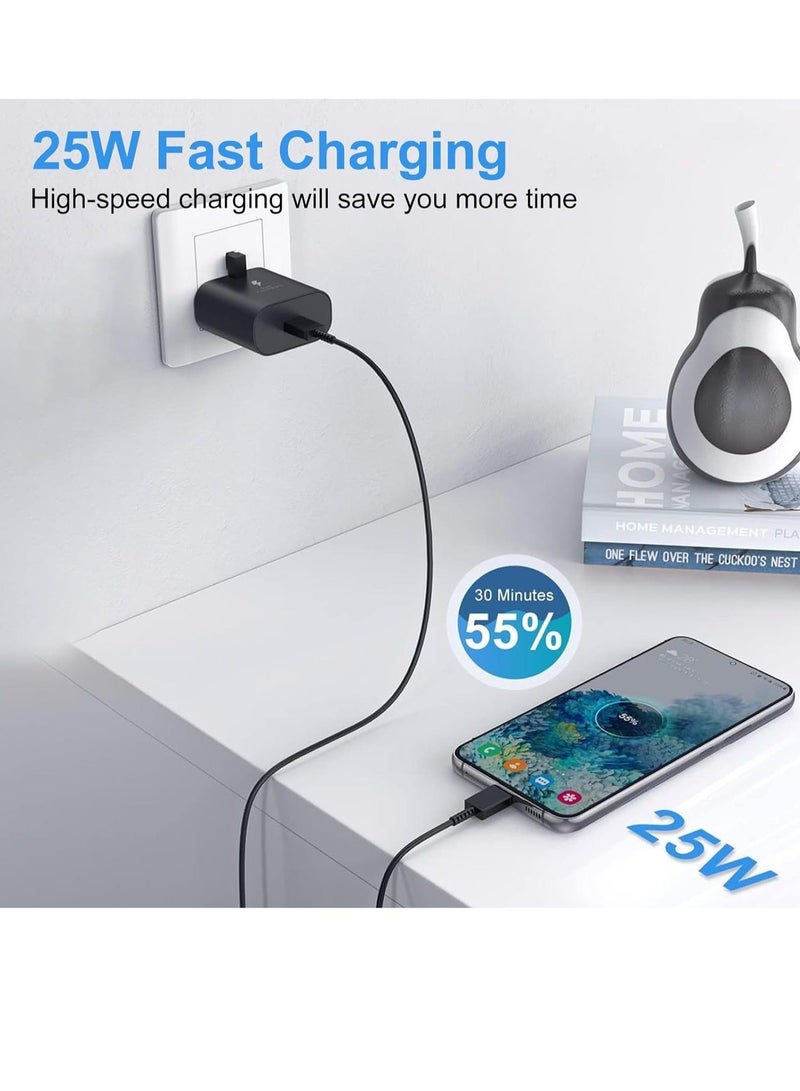MUNTAQI 25W Fast Charger Plug for Samsung Galaxy with 2PCS 5 FT USB C Cable (Black) - Image 2