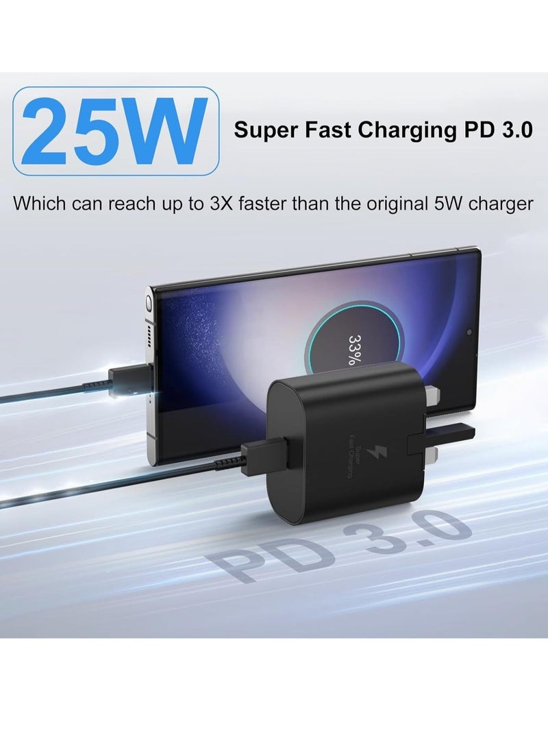 MUNTAQI 25W Fast Charger Plug for Samsung Galaxy with 2PCS 5 FT USB C Cable (Black) - Image 4
